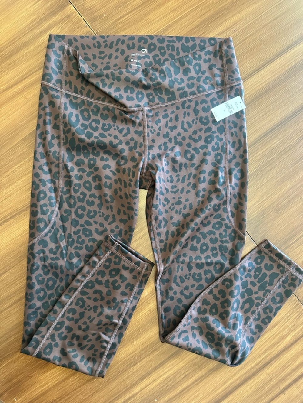 NWT Gap Maternity Recycled Under Belly 7/8 Power Leggings Med Brown Animal Print